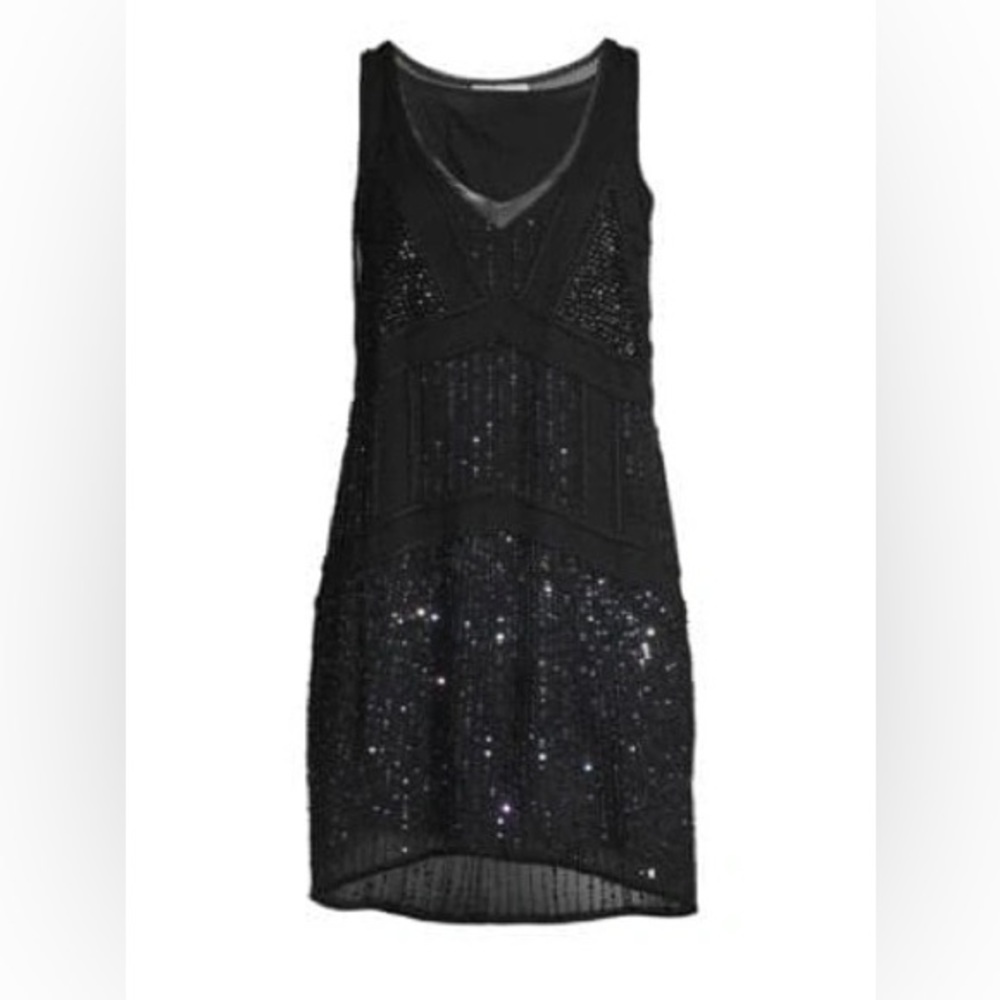 antik batik women's birma beaded tank dress S black